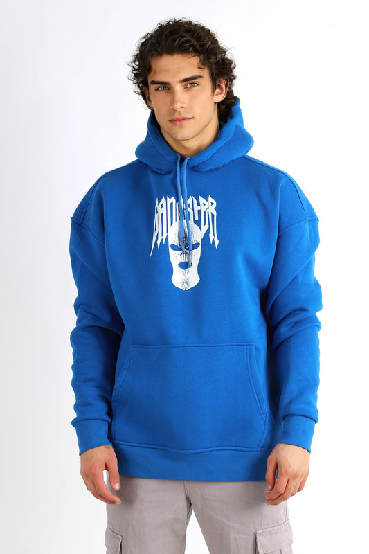 Oversized Hoodie Sweater mit Ganster Print Blue