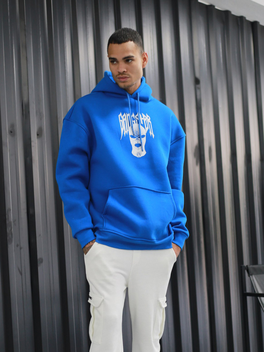 Oversized Hoodie Sweater mit Ganster Print Blue
