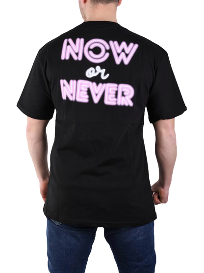 T-Shirt Oversized "Now or Never" Zusätzliches Rückendetail